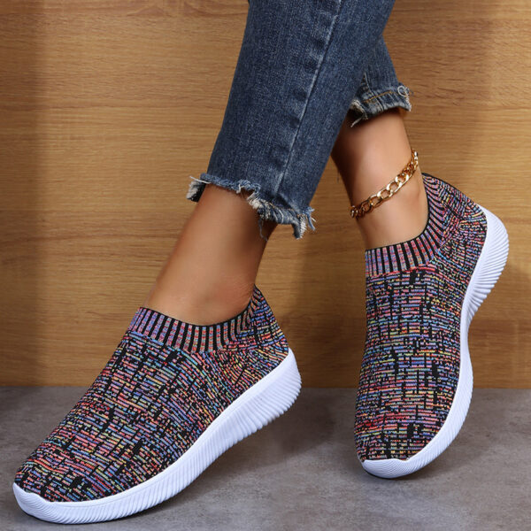 Stripe Knit Sock Shoes Flats Sneakers Running Walking Loafers - Image 8