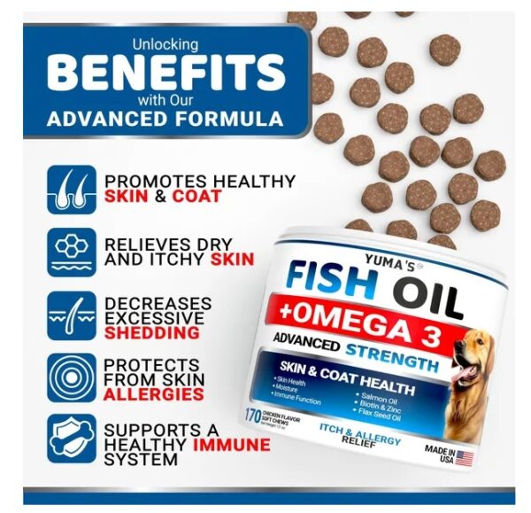 Omega 3 Fish Oil For Dogs 170 Chews Skin And Coat Supplement Omega 3 For Dogs Dry - Image 2