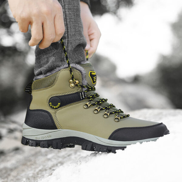 Winter Snow Boots Men Warm Plush Ankle Boots Hiking Lace-up Shoes - Image 9