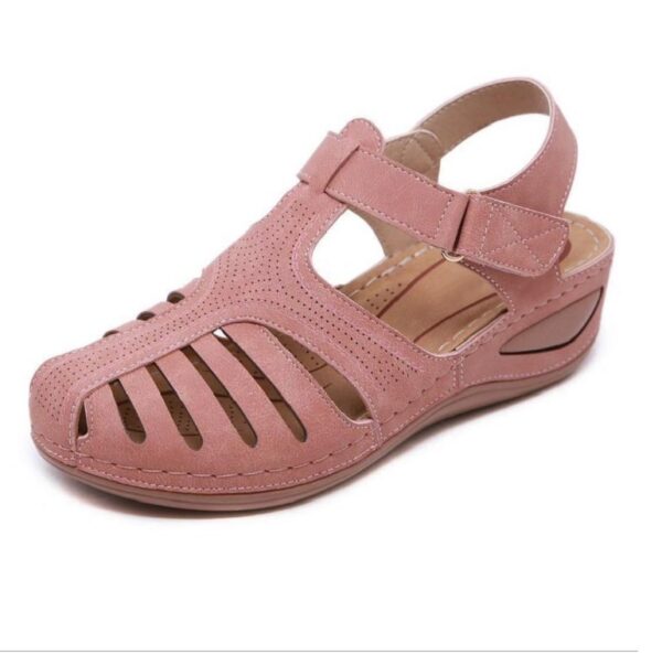 Women's Plus Size Retro Sandals Round Toe Wedge Sandals - Image 5