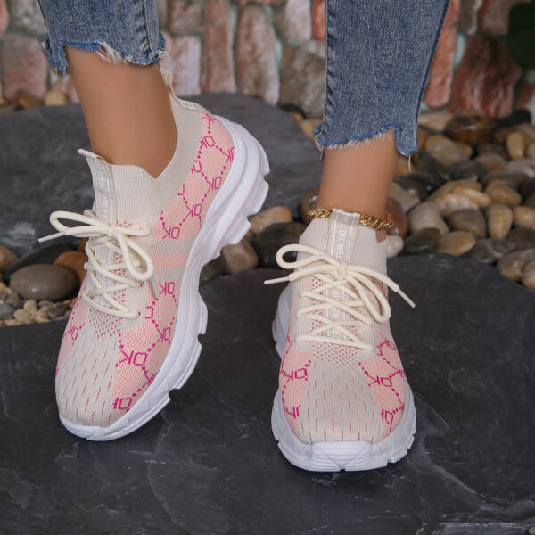 Women's Breathable Canvas Sneakers Mesh Lace Up Flat Shoes Fashion Casual Lightweight Running Sports Shoes - Image 4