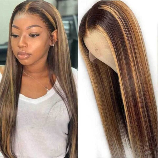 Front Lace Piano Pick Dyeing 4 27T Human Hair Headgear Wig - Image 5