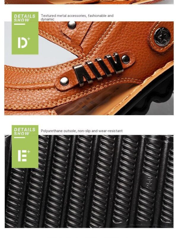 First Layer Cowhide Men's Sandals Beach Shoes Non-slip Slippers - Image 7