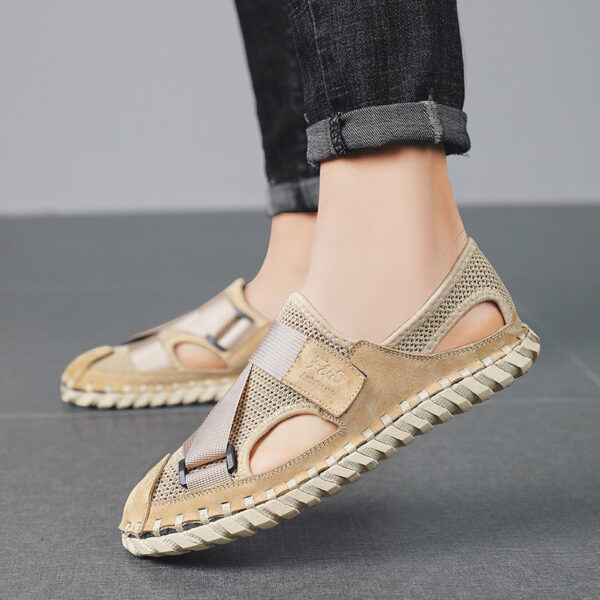 Summer Hollow Men's Soft Bottom Beach Shoes Breathable Mesh Sandals - Image 8