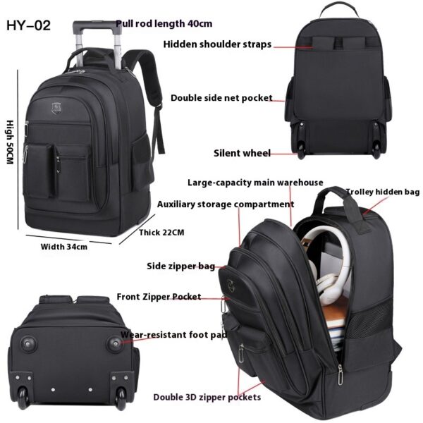 Trolley Backpack Ultra-light Trolley Bag Large Capacity Single-directional Wheel - Image 10