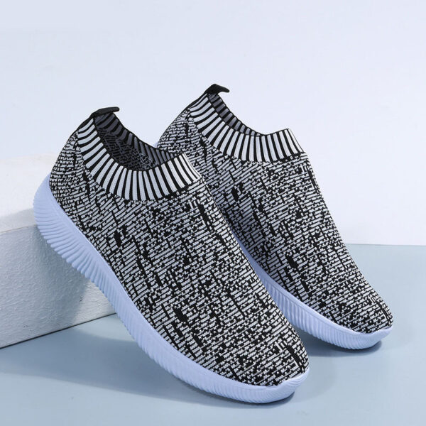 Stripe Knit Sock Shoes Flats Sneakers Running Walking Loafers - Image 10