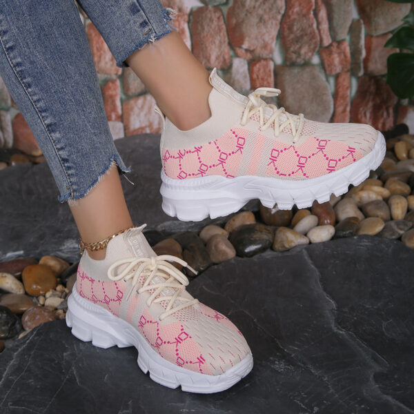 Women's Breathable Canvas Sneakers Mesh Lace Up Flat Shoes Fashion Casual Lightweight Running Sports Shoes - Image 6
