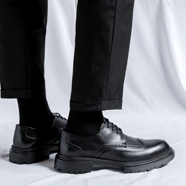 Casual Brogue Platform Leather Shoes For Men - Image 2
