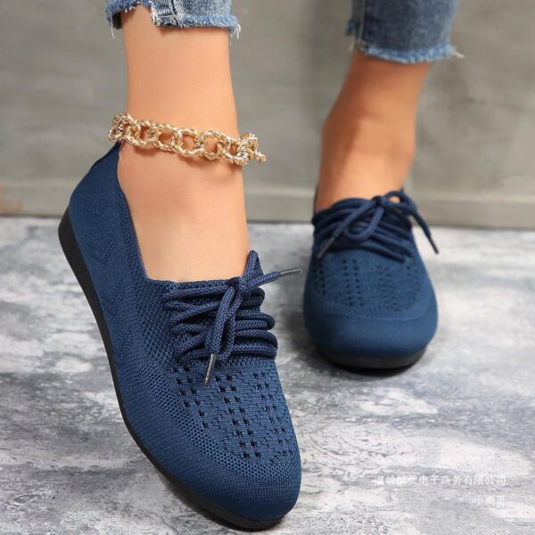 Lace-up Flats Women Fashion Breathable Lazy Mesh Shoes - Image 3