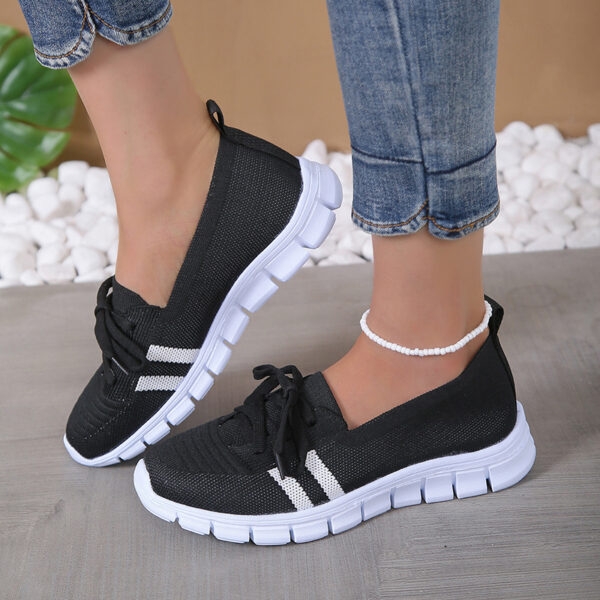 Casual Lace-up Mesh Shoes Preppy Flats Walking Running Sports Shoes Sneakers For Women - Image 3