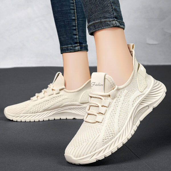 Fashion Casual Sports Shoes Women Lace Up Flat Shoes Lightweight Breathable Running Mesh Sneakers - Image 4
