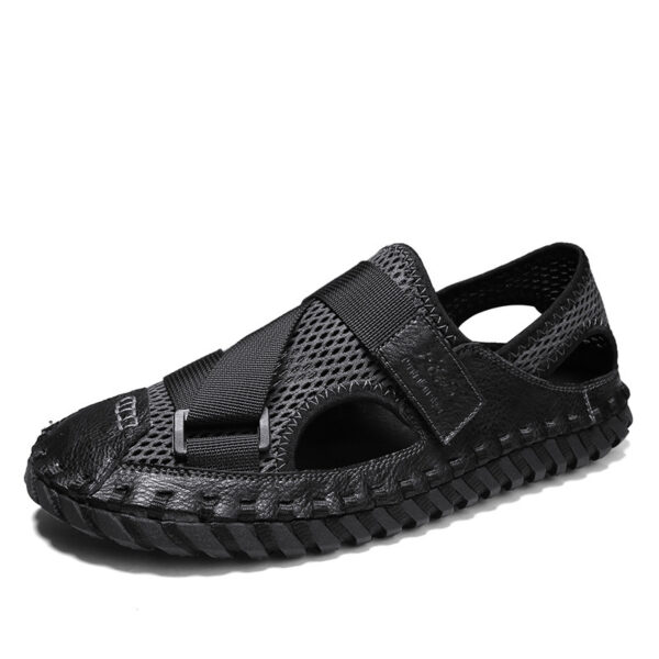 Summer Hollow Men's Soft Bottom Beach Shoes Breathable Mesh Sandals - Image 2