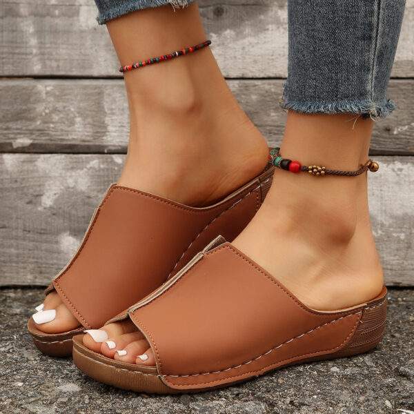 Fashion Solid Wedges Sandals Summer Casual Peep-toe Slippers Outdoor Thick Sole Heightening Slides Shoes Women - Image 6