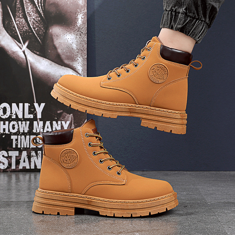 Mens Winter Boots Chunky Mid Heel Shoes Fashion Ankle Boots - Image 5