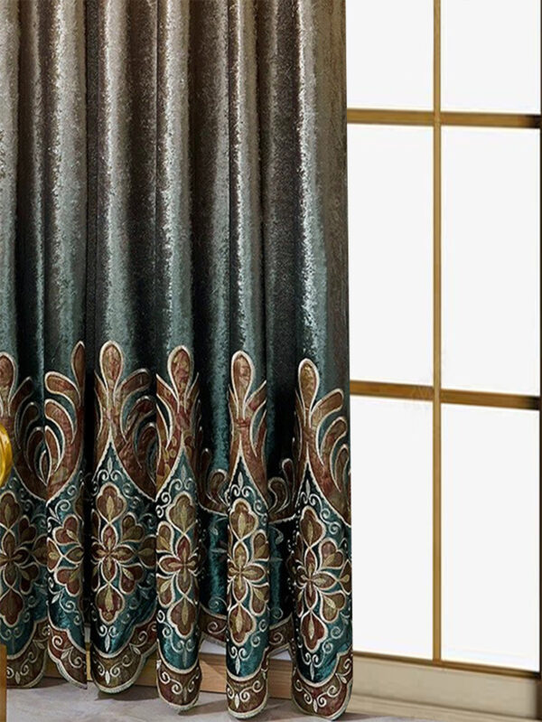 Two Pieces Of Luxurious European Villa Curtains With Elegant Floral Patterns, Suitable For Living Room And Bedroom - Image 4