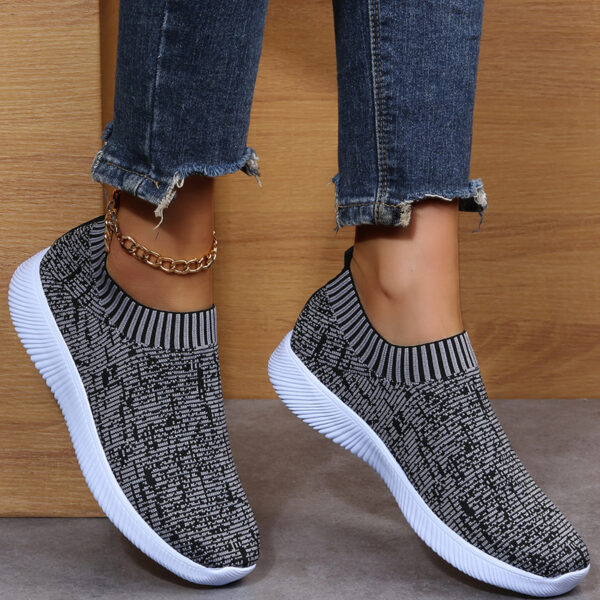 Stripe Knit Sock Shoes Flats Sneakers Running Walking Loafers - Image 7