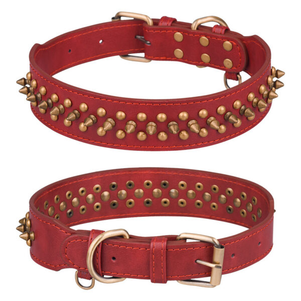 Rivets Medium And Large Leather Pet Collar - Image 2
