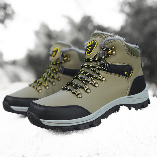 Winter Snow Boots Men Warm Plush Ankle Boots Hiking Lace-up Shoes - Image 2