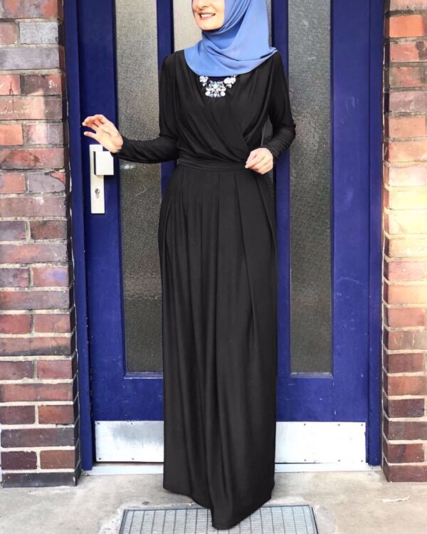European And American New Style Abaya Dress V-neck Folds And mMopping Floor Skirt - Image 6