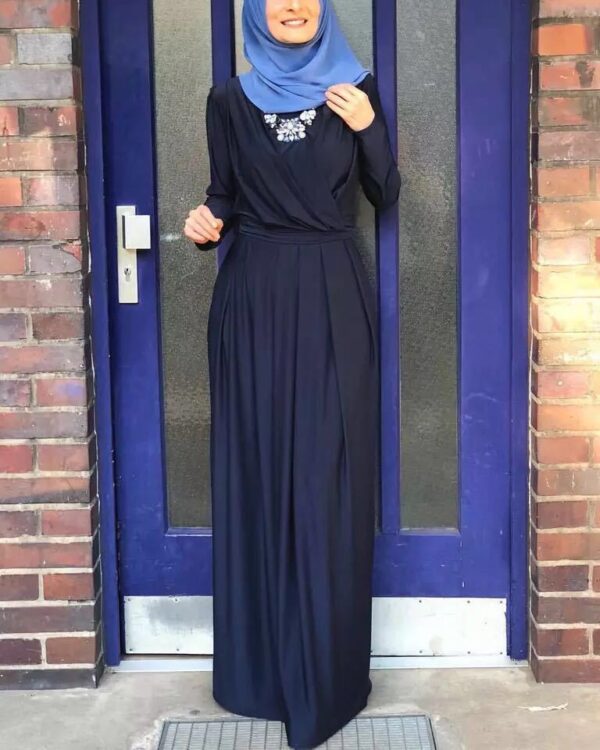 European And American New Style Abaya Dress V-neck Folds And mMopping Floor Skirt - Image 7