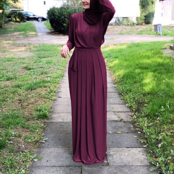 European And American New Style Abaya Dress V-neck Folds And mMopping Floor Skirt - Image 4
