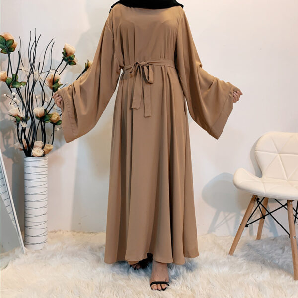 F889 Foreign Trade Cross-border Muslim Women's Long Skirt Abaya Dubai Middle East Jalabiya Pure Color Robe - Image 8