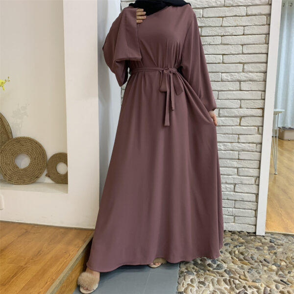 F889 Foreign Trade Cross-border Muslim Women's Long Skirt Abaya Dubai Middle East Jalabiya Pure Color Robe - Image 2