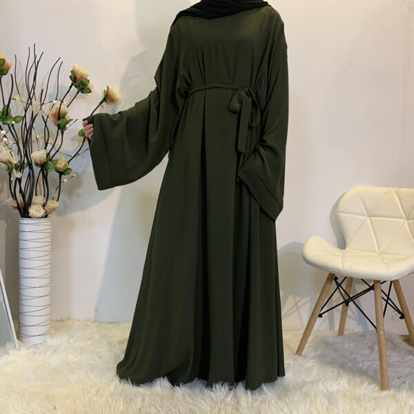 F889 Foreign Trade Cross-border Muslim Women's Long Skirt Abaya Dubai Middle East Jalabiya Pure Color Robe - Image 4