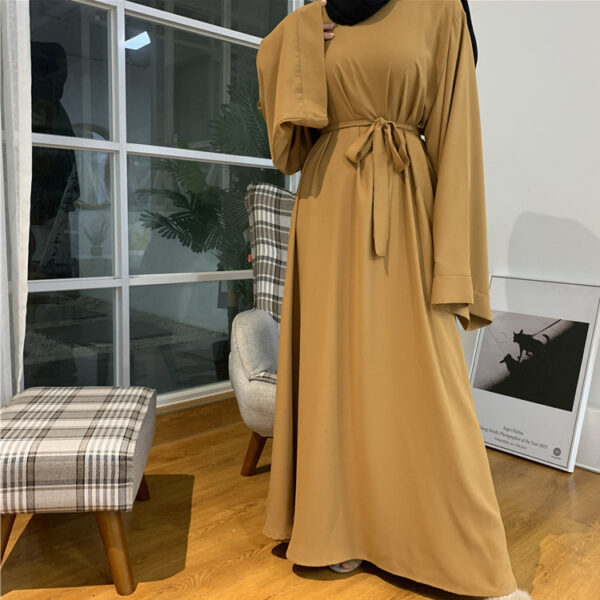F889 Foreign Trade Cross-border Muslim Women's Long Skirt Abaya Dubai Middle East Jalabiya Pure Color Robe - Image 7