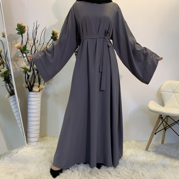 F889 Foreign Trade Cross-border Muslim Women's Long Skirt Abaya Dubai Middle East Jalabiya Pure Color Robe - Image 6