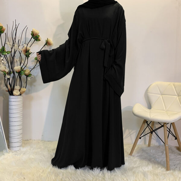 F889 Foreign Trade Cross-border Muslim Women's Long Skirt Abaya Dubai Middle East Jalabiya Pure Color Robe - Image 9