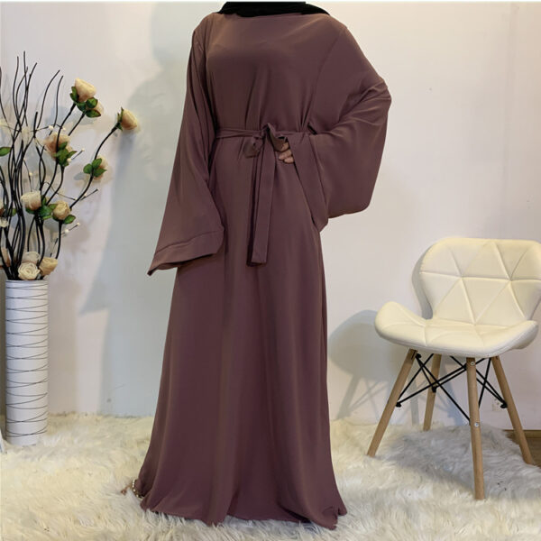 F889 Foreign Trade Cross-border Muslim Women's Long Skirt Abaya Dubai Middle East Jalabiya Pure Color Robe - Image 5