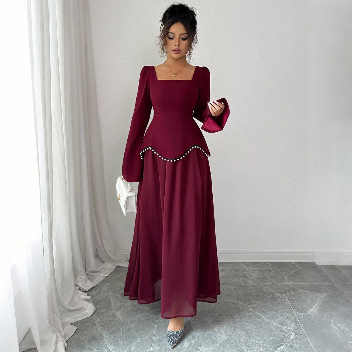 Minimalist Long Sleeve Senior Dress Women's Clothing - Image 4