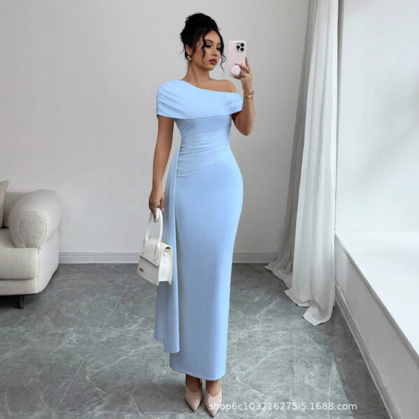 Strapless Solid Color Sleeveless Sheath Dress - Image 4