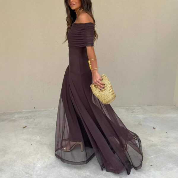 Women's Tube Top Mesh Slim Fit Patchwork Temperament Dress - Image 2