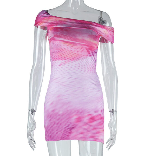 Abstract Printing Sexy Tight Backless Sheath Fashion Short Dress - Image 4
