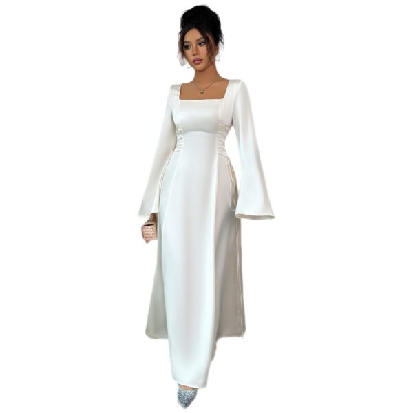 Advanced Solid Color Long Sleeve Dress Women's Clothing - Image 5