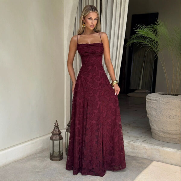 Slim-fit Sling Backless Lace Up Design Dress - Image 2