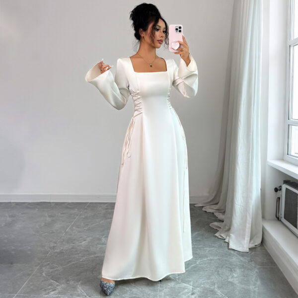 Advanced Solid Color Long Sleeve Dress Women's Clothing - Image 2