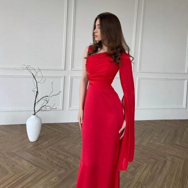 Elegant Single Long Sleeve Slim Satin Dress - Image 6