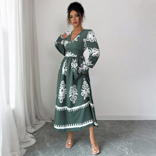 Elegant Style Printed Long Sleeve Dress Women's Clothing - Image 3