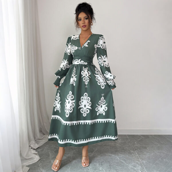 Elegant Style Printed Long Sleeve Dress Women's Clothing - Image 6