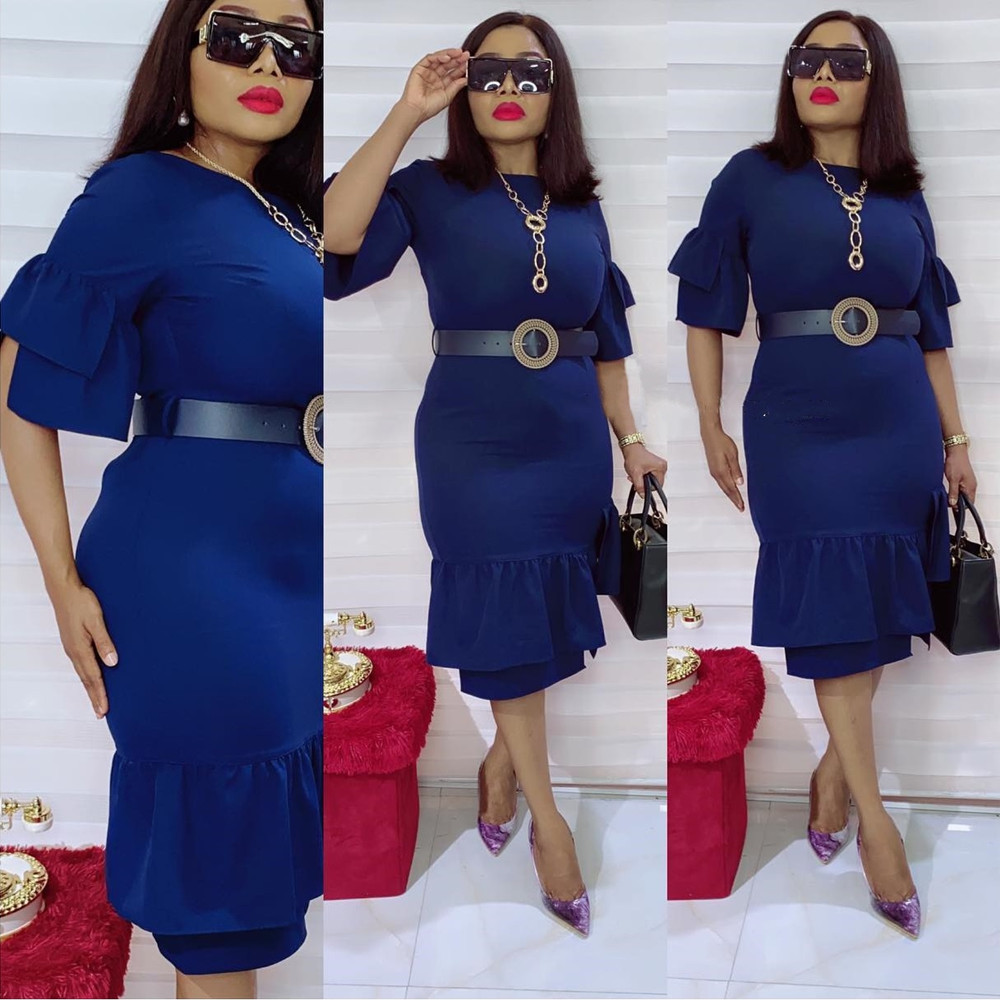 Women's Fashion Ruffles Extra Large Size Dress - Image 4