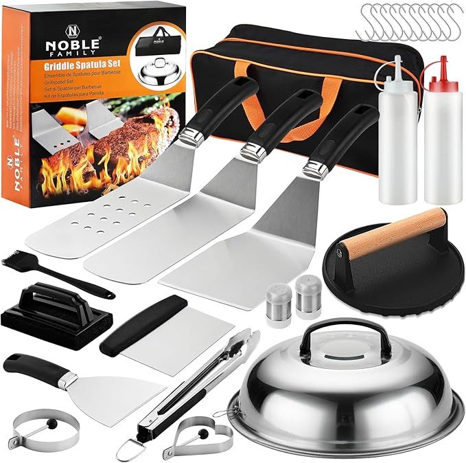 27 PCS Griddle Accessories Kit, Flat Top Grill Accessories Set For Camping, Professional Grill Spatula Set With Melting Dome, Burger Press For Outdoor BBQ Cooking - Image 4