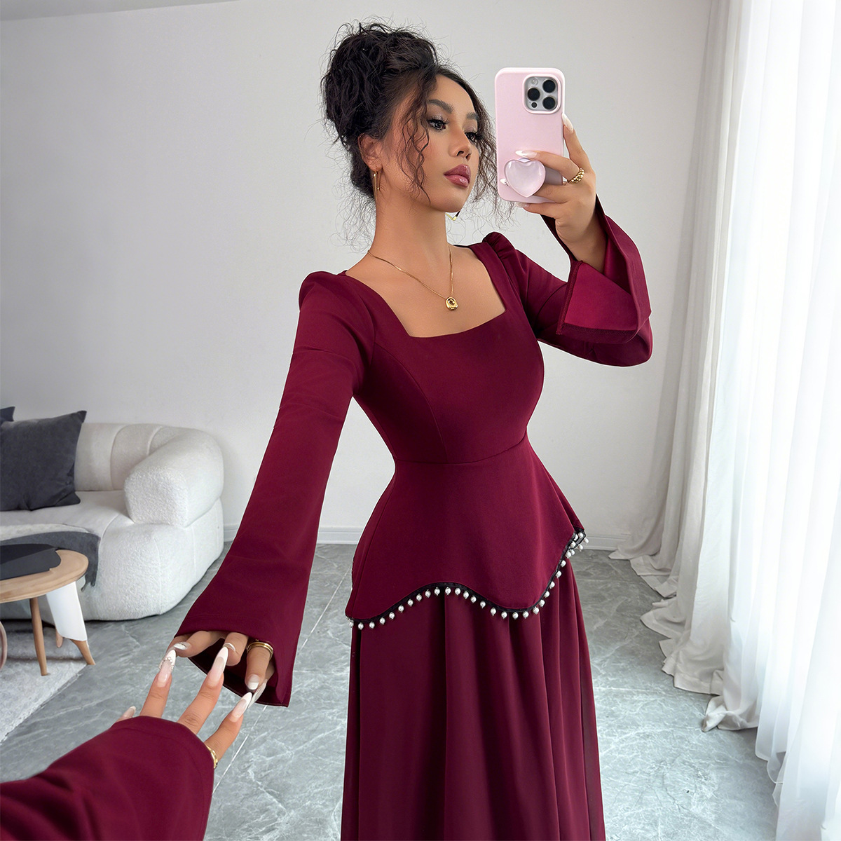 Minimalist Long Sleeve Senior Dress Women's Clothing - Image 2