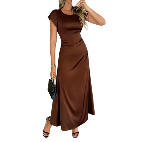 Elegant Short Sleeve Solid Color Dress Women's Clothing - Image 4