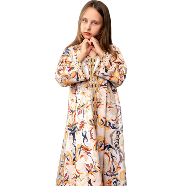 Printed Robe Muslim Mother And Daughter Abaya European Beauty Big Boy - Image 3