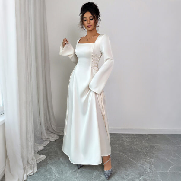 Advanced Solid Color Long Sleeve Dress Women's Clothing - Image 4