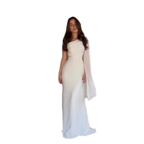 Elegant Single Long Sleeve Slim Satin Dress - Image 7
