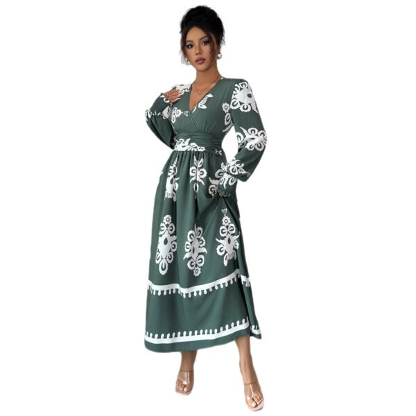 Elegant Style Printed Long Sleeve Dress Women's Clothing - Image 4